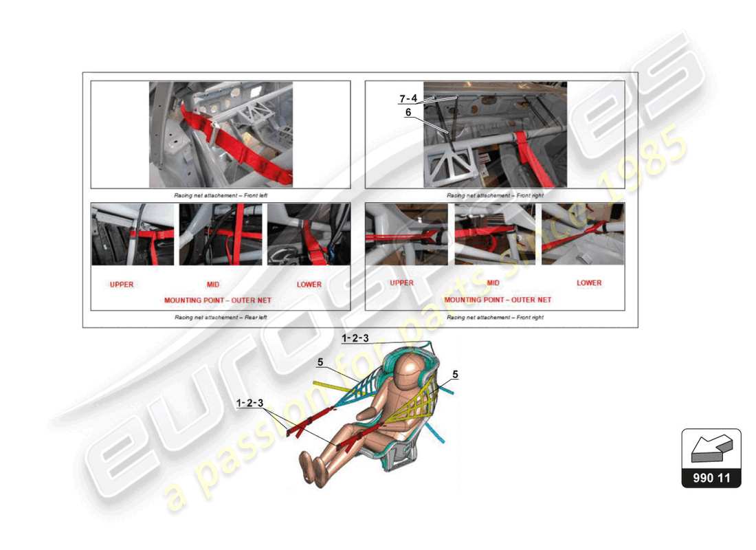 lamborghini 2017 (gt3) racing net kit part diagram