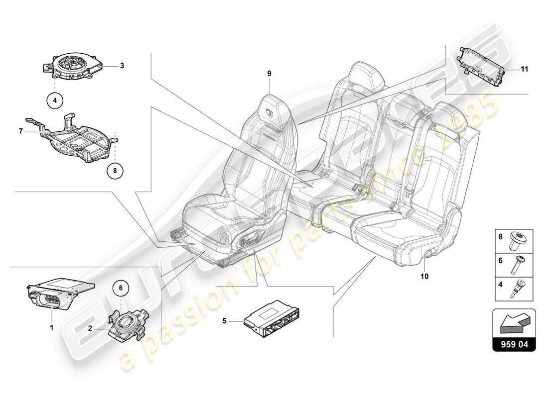 lamborghini urus performante (2023) control unit for seat occupied sensor part diagram