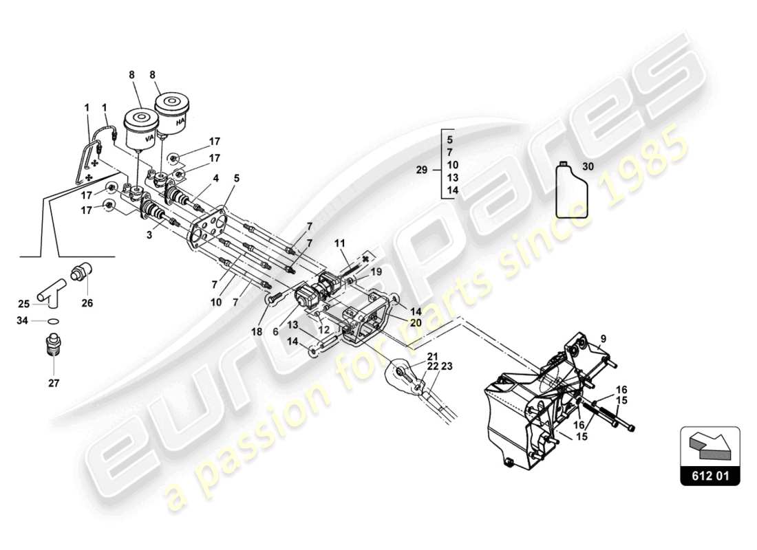 lamborghini 2016 (super trofeo) brake booster part diagram