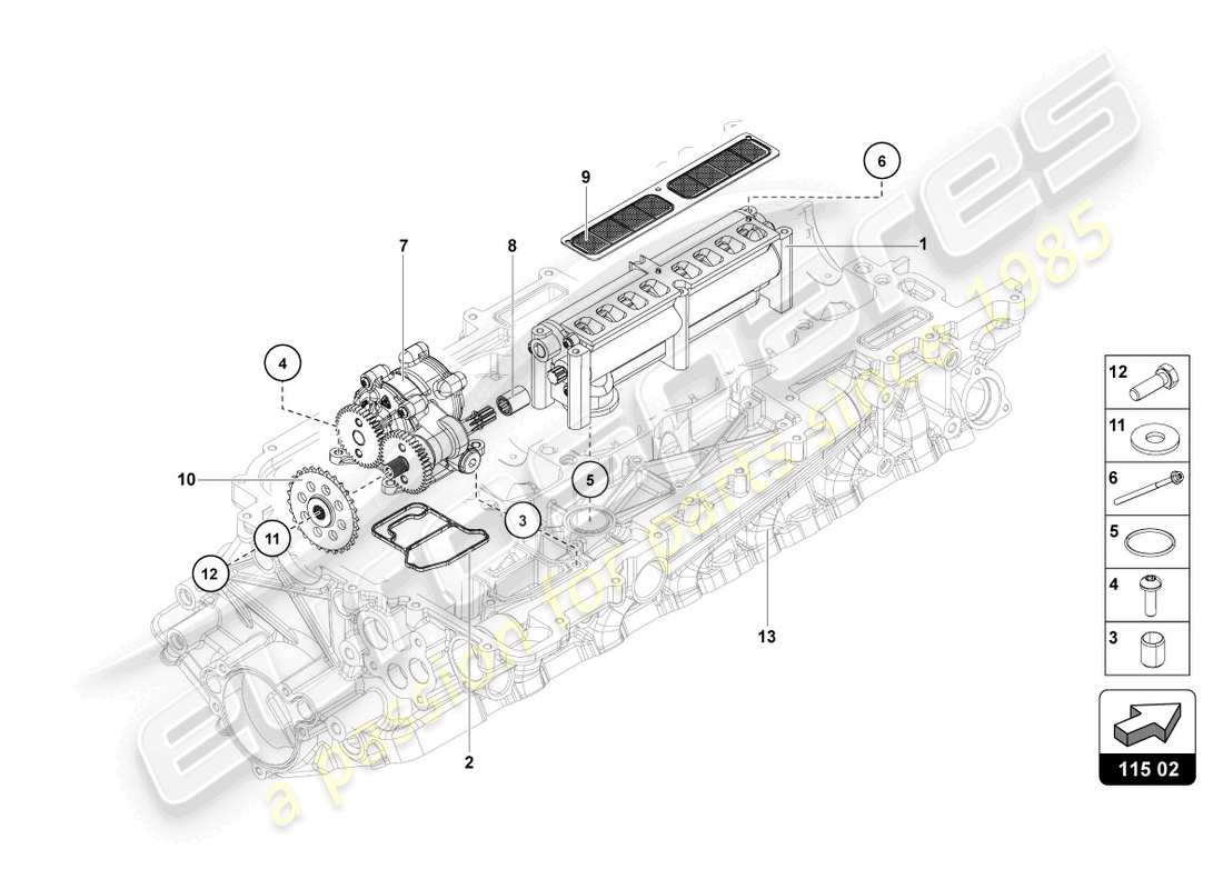 lamborghini sian roadster (2021) oil pump part diagram