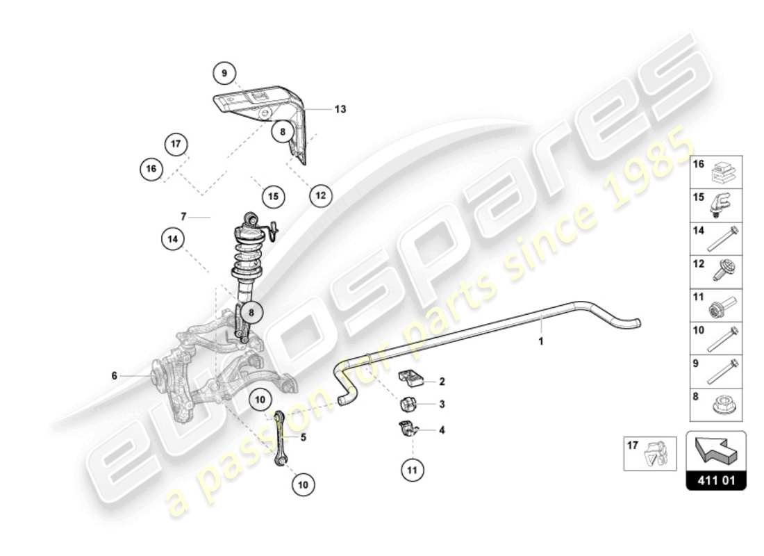 lamborghini 2024 (sterrato) shock absorbers front part diagram