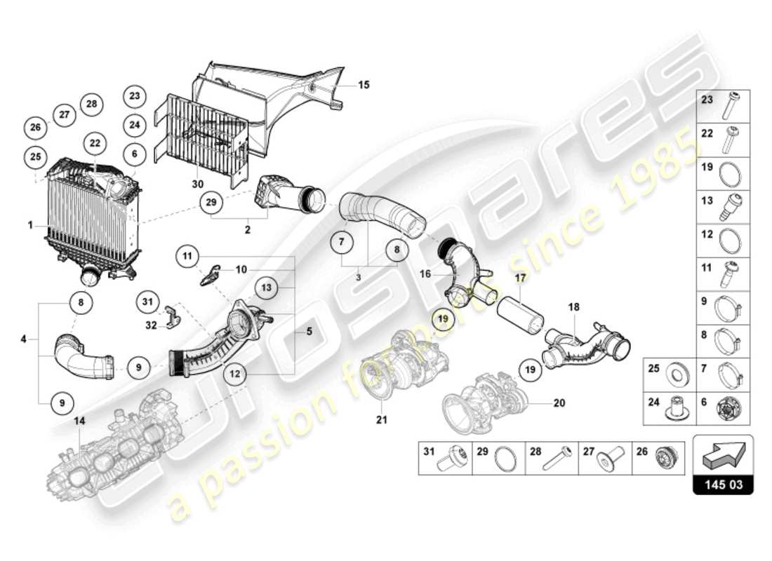 lamborghini urus (2019) charge air cooler left part diagram