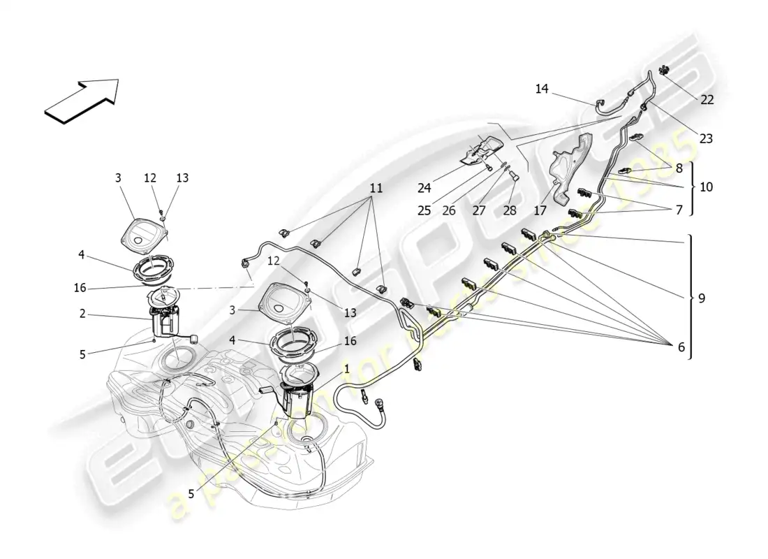 maserati levante gt (2022) fuel pumps and connection lines parts diagram