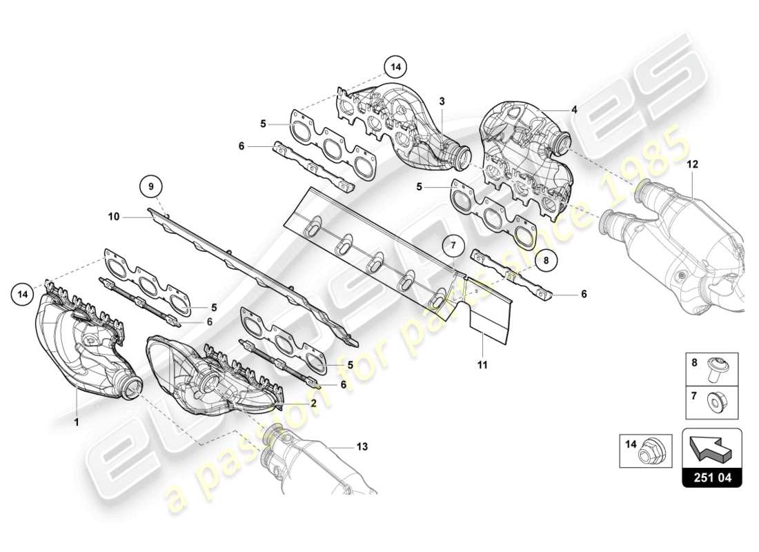 lamborghini 2022 (lp770-4 svj coupe) exhaust system parts diagram
