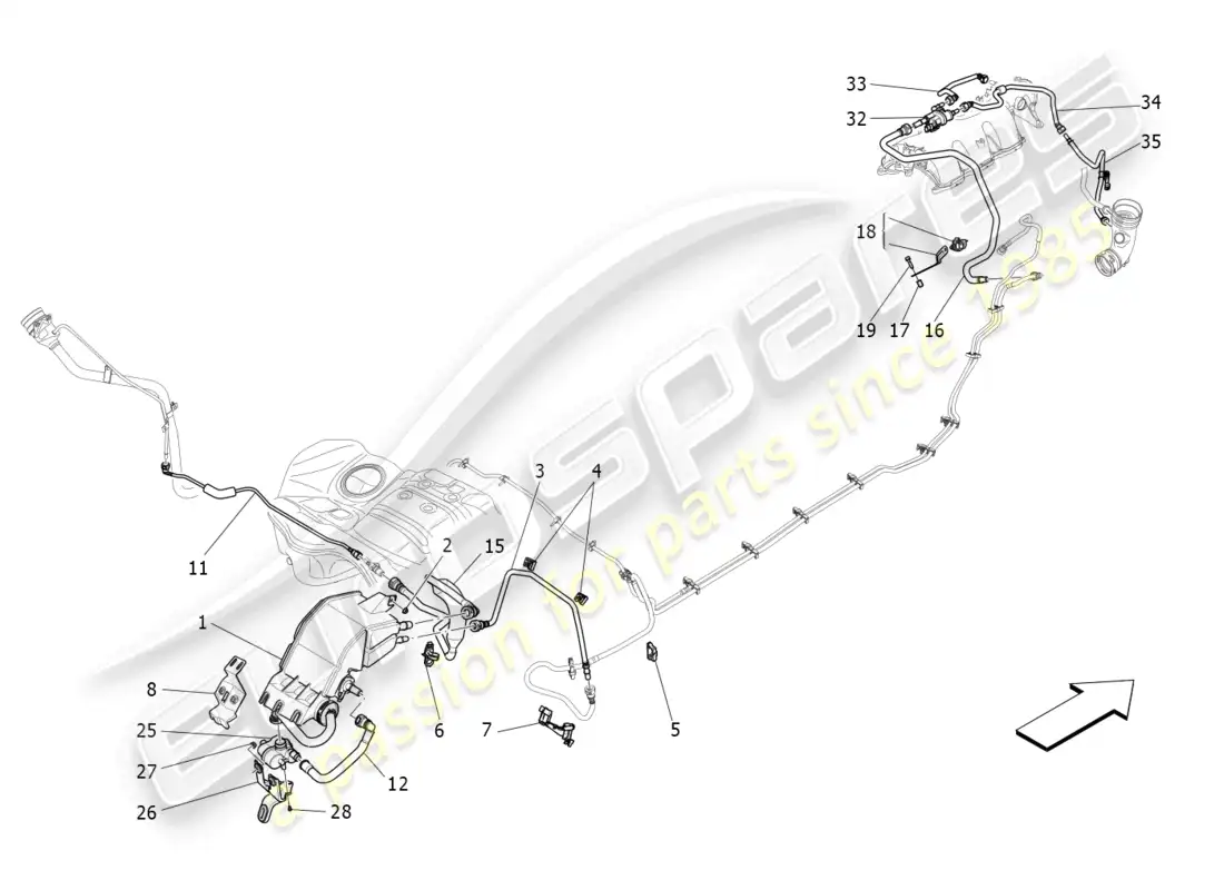 maserati levante gt (2022) fuel vapour recirculation system parts diagram