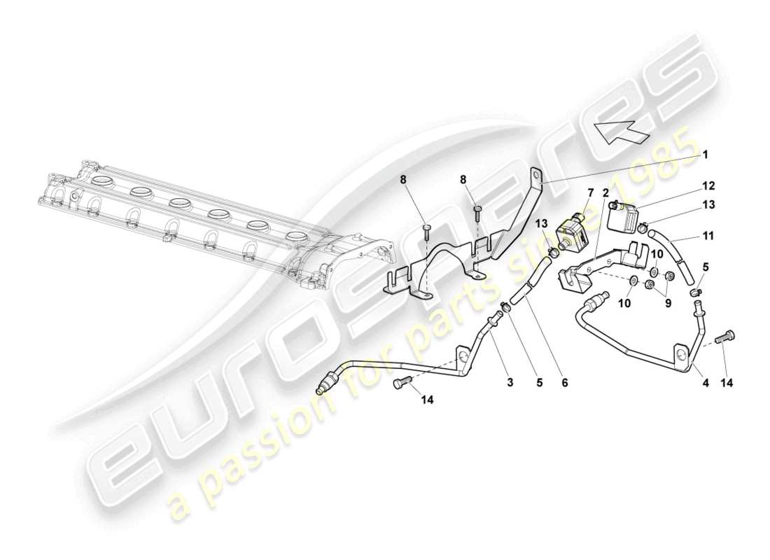 a part diagram from the lamborghini lp640 coupe (2010) parts catalogue