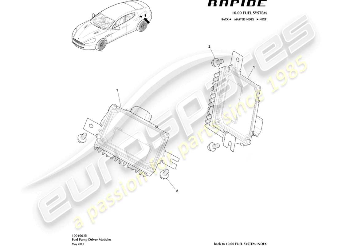 aston martin rapide (2012) fuel pump module part diagram