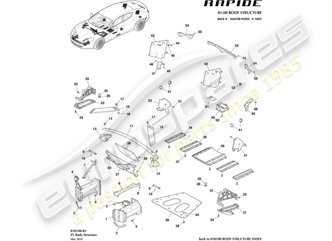 aston martin rapide (2014) ancillary parts part diagram