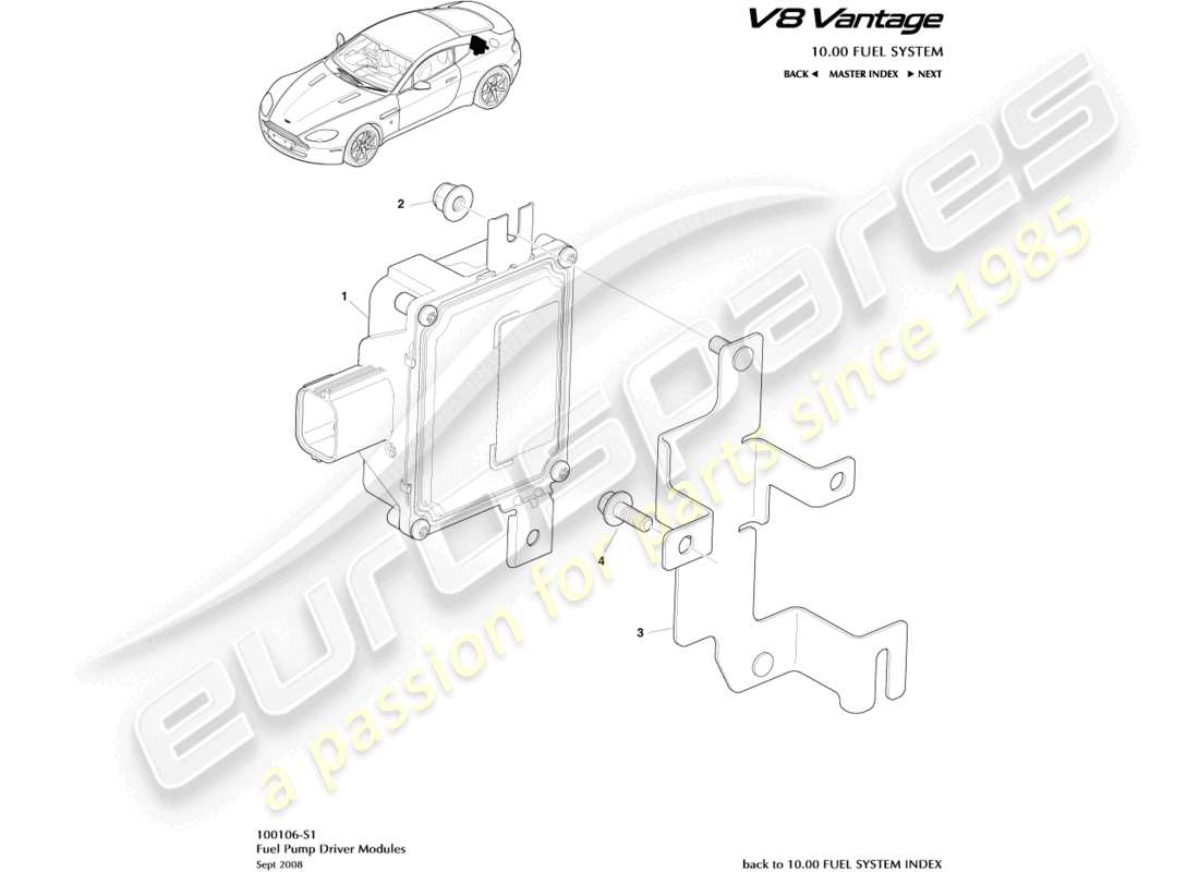 aston martin v8 vantage (2015) fuel pump modules part diagram