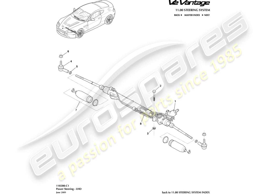 aston martin v12 vantage (2012) power steering, lhd part diagram