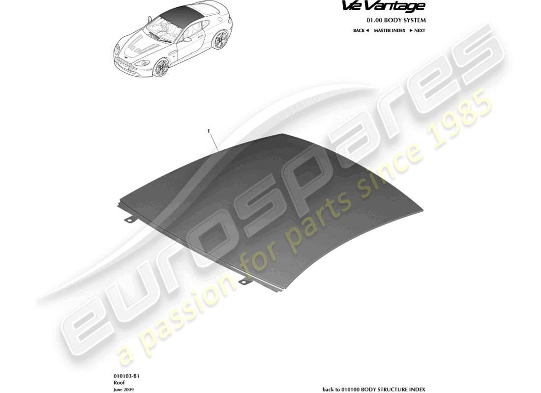 aston martin v12 vantage (2012) roof, coupe part diagram