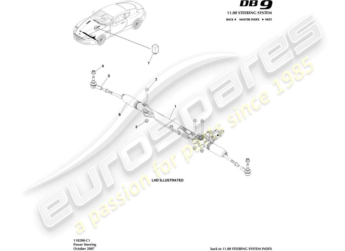 aston martin db9 (2009) power steering part diagram