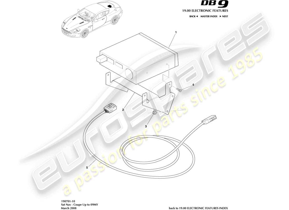 aston martin db9 (2004) sat nav, coupe, to 09my part diagram