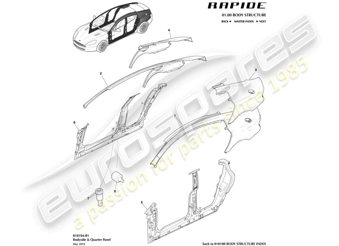 aston martin rapide (2014) body side part diagram