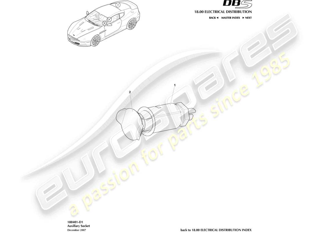 aston martin dbs (2011) auxiliary socket part diagram