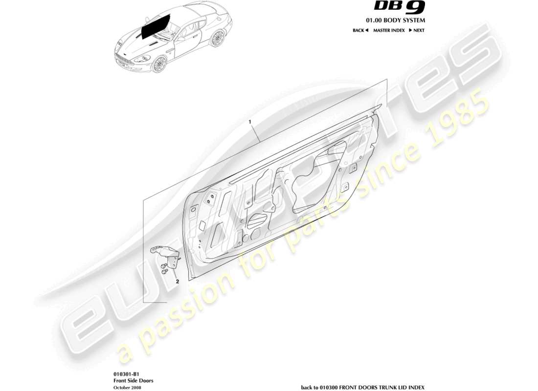 aston martin db9 (2004) front side doors part diagram