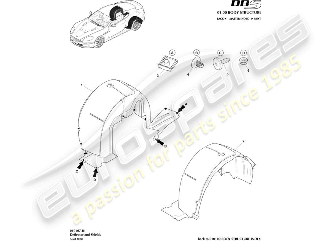 aston martin dbs (2008) rear wheel arches part diagram