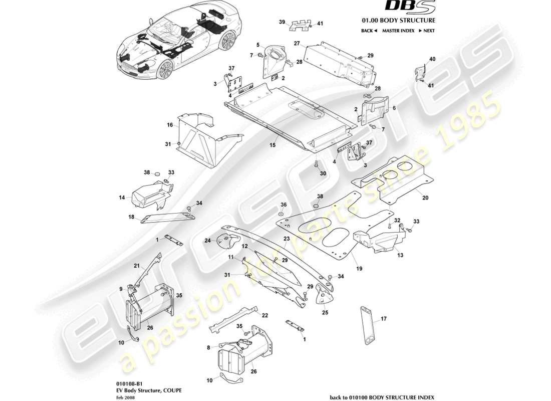 aston martin dbs (2009) ev structure, coupe part diagram