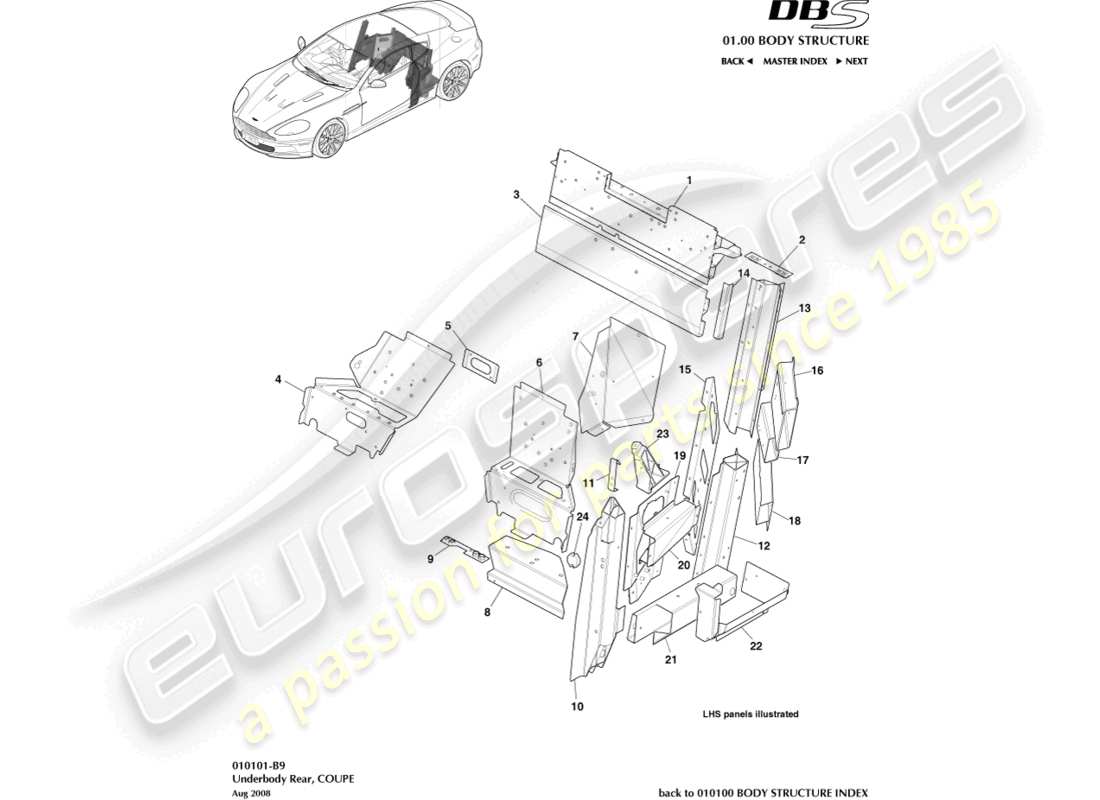 aston martin dbs (2010) underbody rear, coupe part diagram