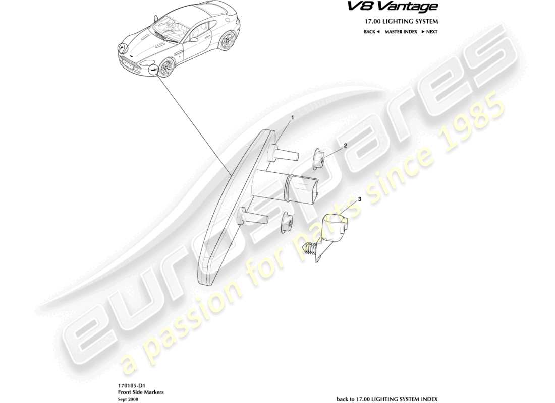 a part diagram from the Aston Martin V8 Vantage (2006) parts catalogue