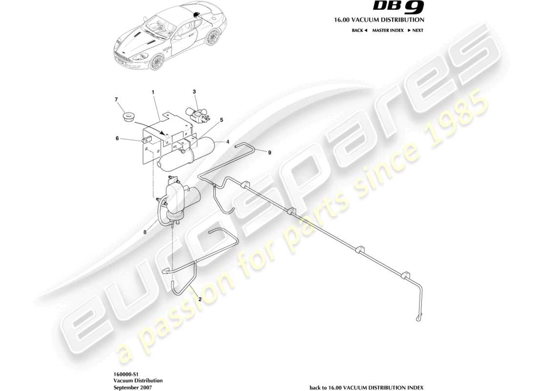 aston martin db9 (2008) vacuum distribution part diagram