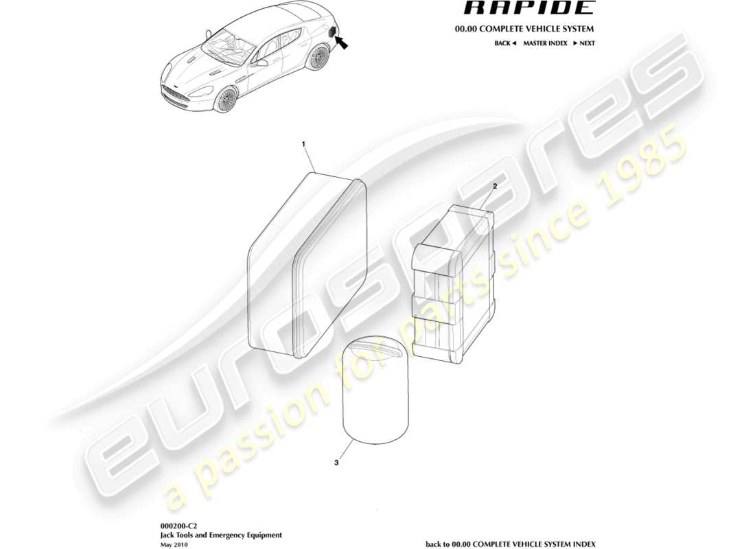 aston martin rapide (2018) tyre emergency equipment part diagram