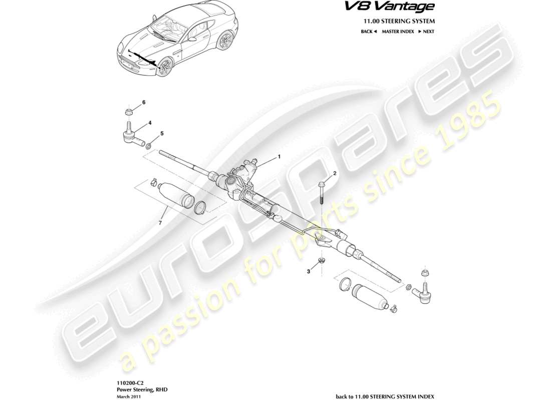 aston martin v8 vantage (2010) power steering, rhd part diagram