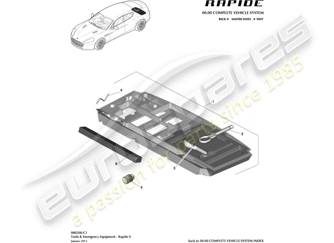 aston martin rapide (2010) tools & emergency equipment, s part diagram