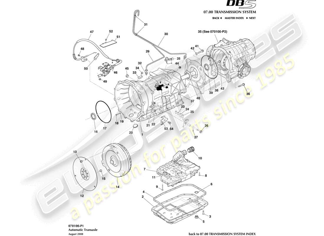 aston martin dbs (2008) transaxle, auto part diagram