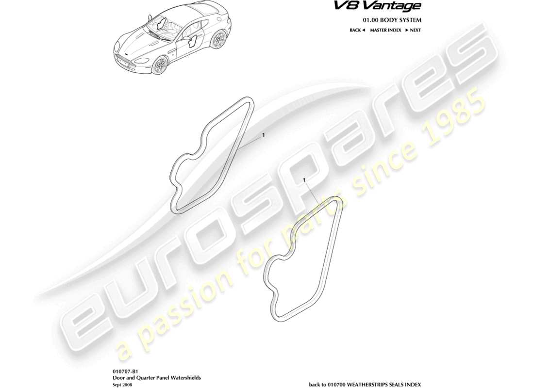 aston martin vantage gt8 (2017) watershields part diagram