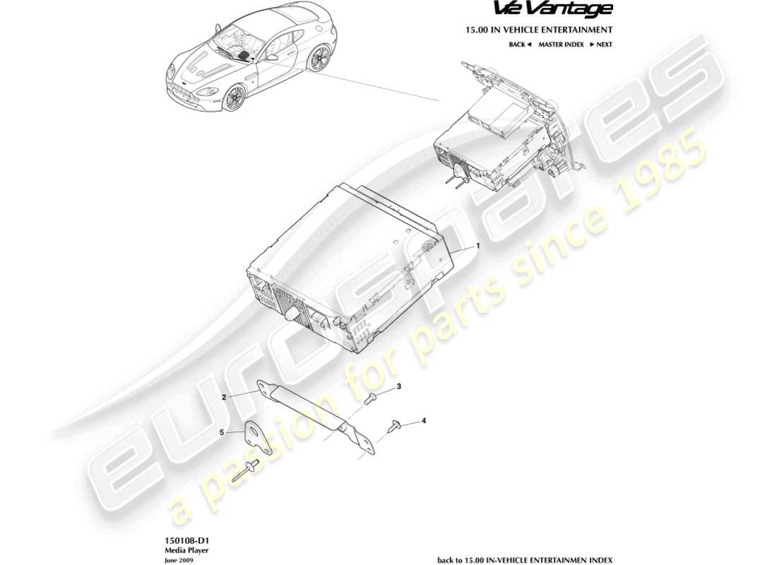 aston martin v12 vantage (2012) media player part diagram