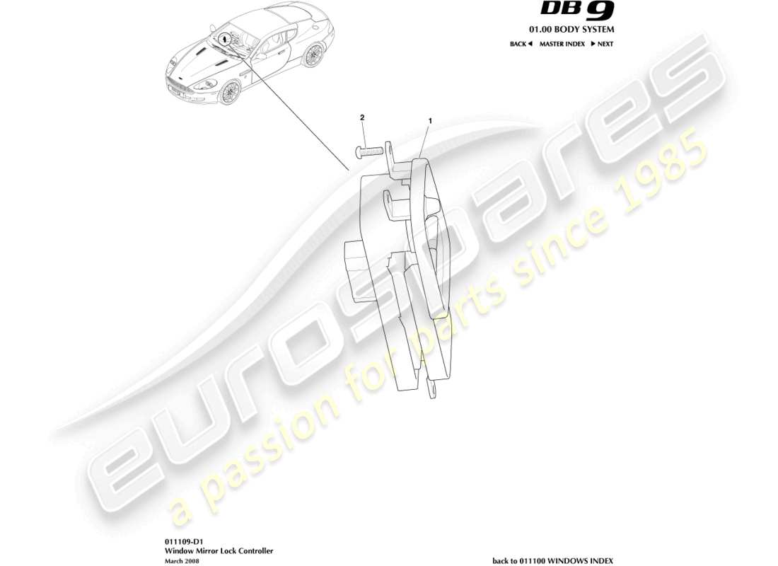 aston martin db9 (2004) window/mirror lock controller part diagram