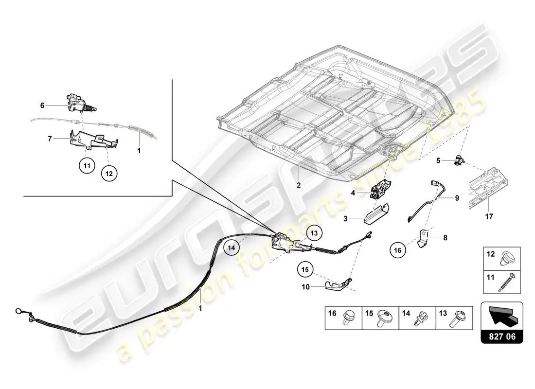 lamborghini performante spyder (2018) rear lid parts diagram