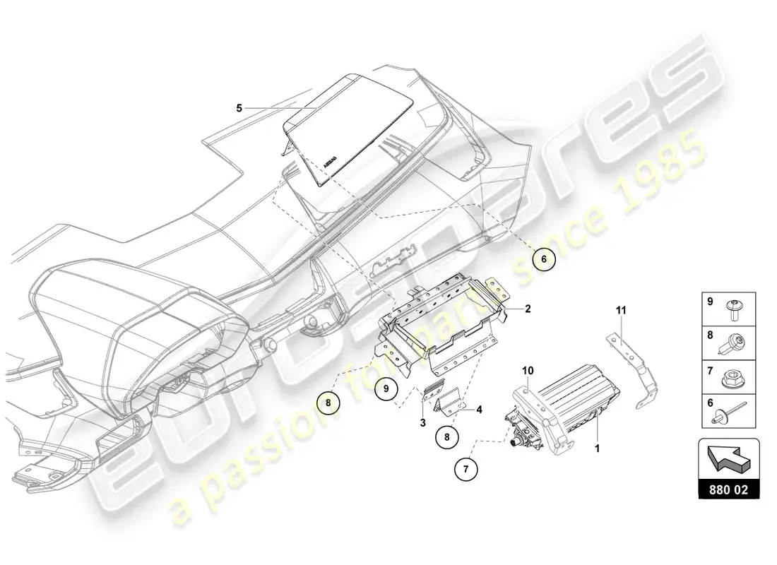 lamborghini lp700-4 roadster (2016) airbag unit parts diagram