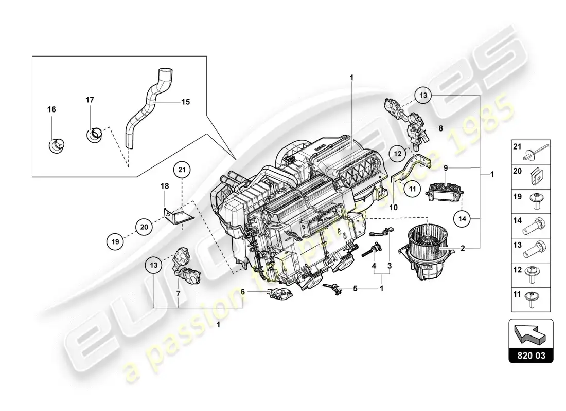 lamborghini centenario roadster (2017) air conditioning parts diagram