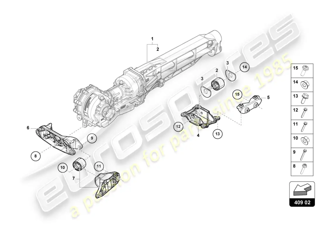 lamborghini performante spyder (2018) support for front axle parts diagram