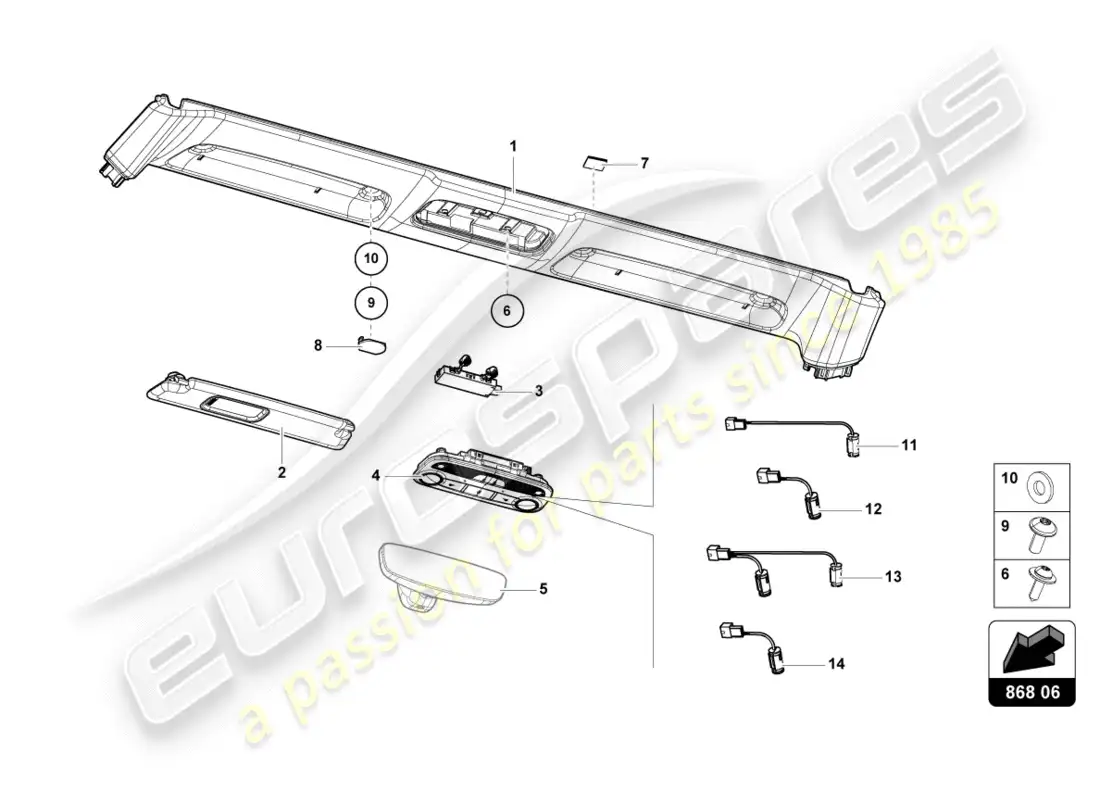 lamborghini lp580-2 spyder (2017) front panel trim parts diagram