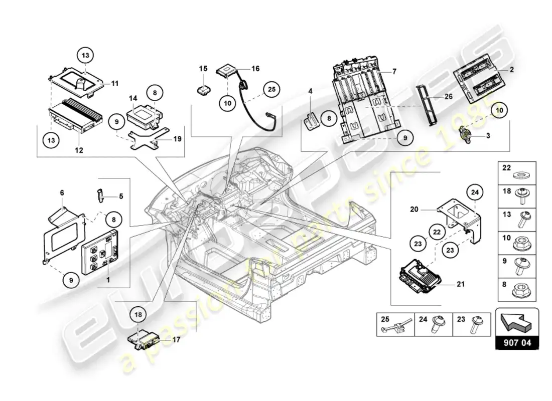 lamborghini lp700-4 coupe (2013) electrics parts diagram