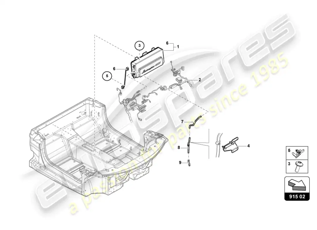 lamborghini sian (2021) auxiliary battery parts diagram