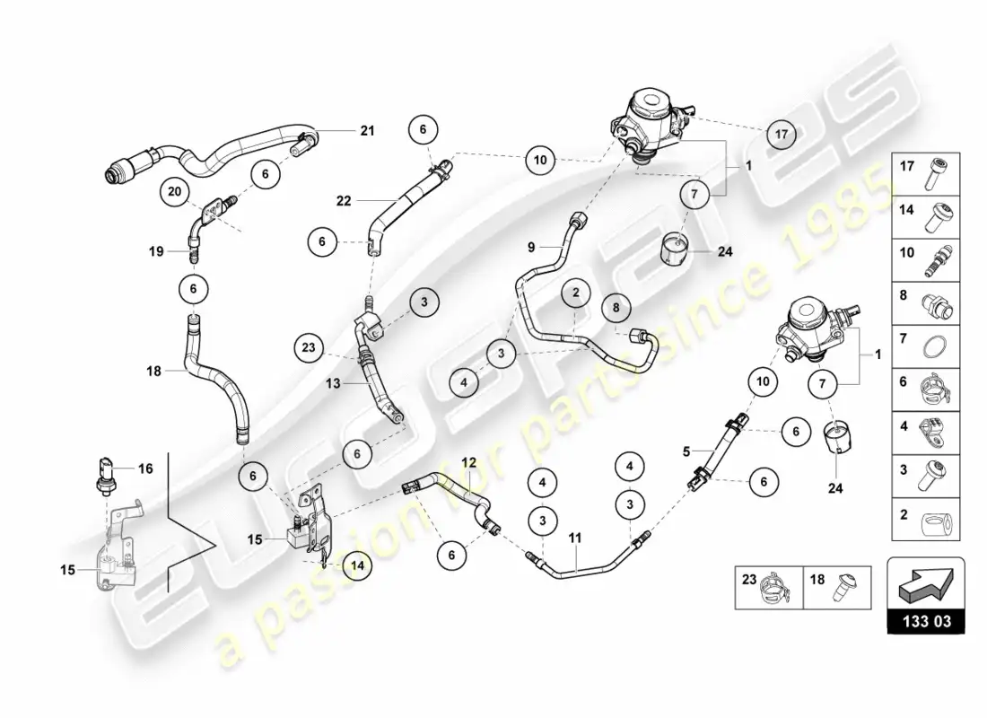 lamborghini lp600-4 zhong coupe (2016) fuel pump parts diagram