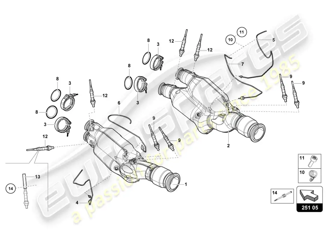 lamborghini sian (2021) catalytic converter parts diagram