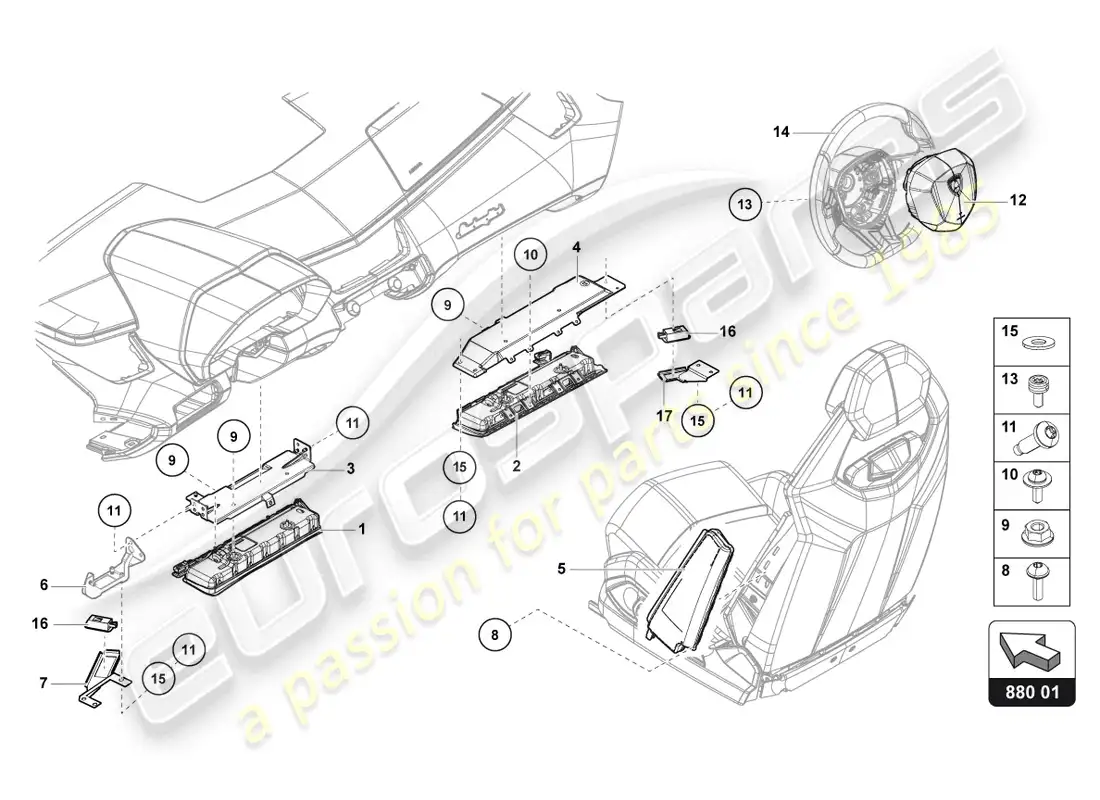 lamborghini lp700-4 roadster (2016) airbag unit parts diagram