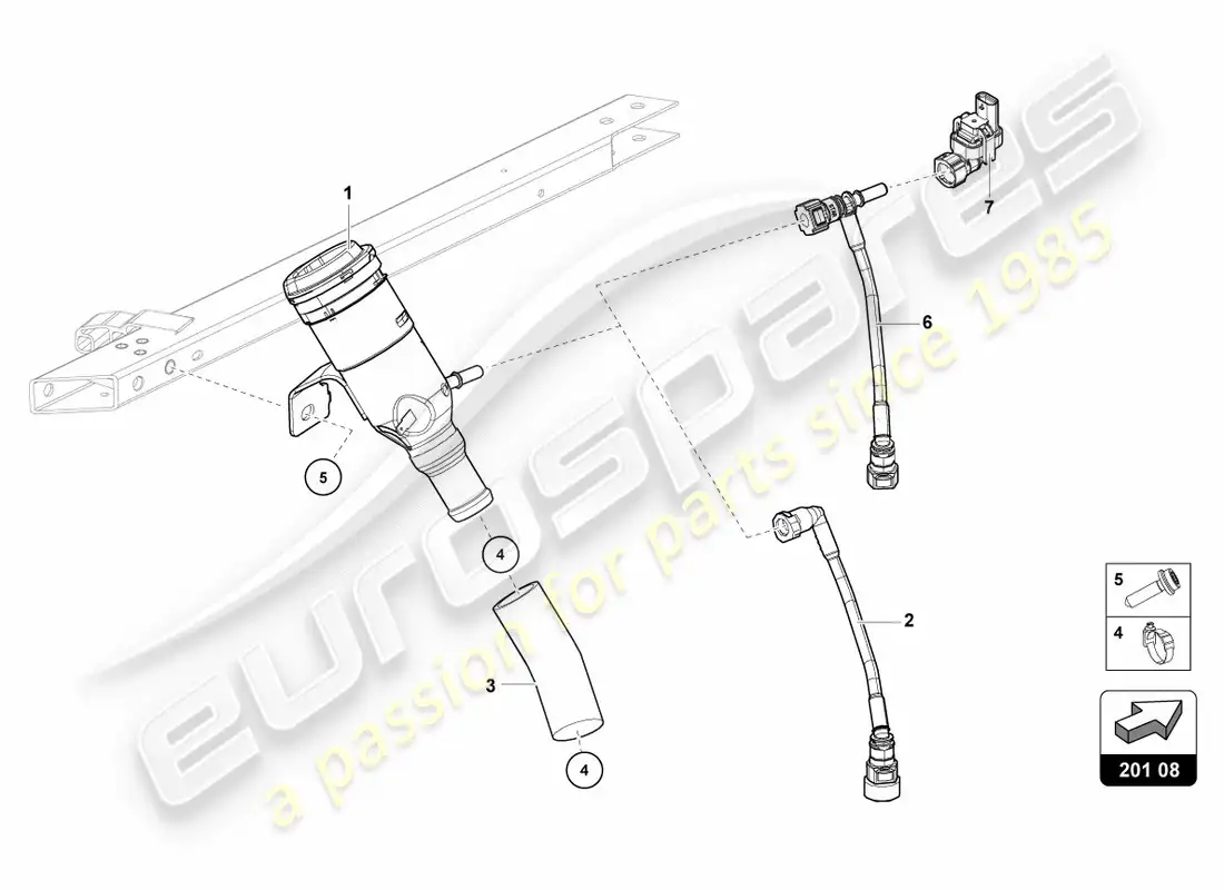 lamborghini performante coupe (2019) fuel filler neck parts diagram