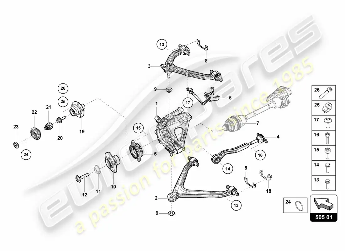 lamborghini lp600-4 zhong coupe (2015) rear axle rear parts diagram