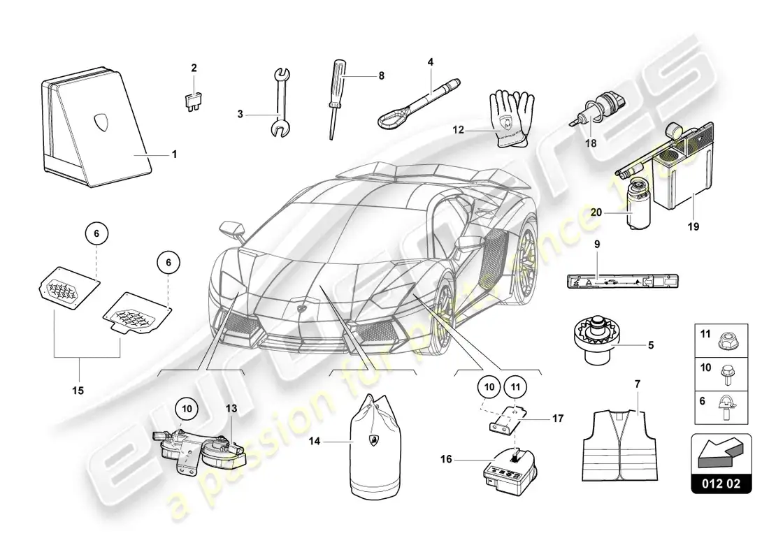 lamborghini sian (2021) vehicle tools parts diagram