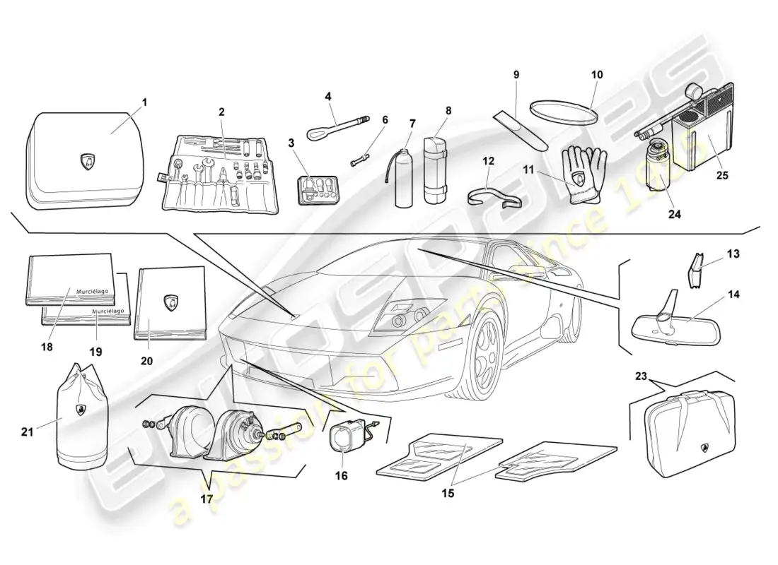 lamborghini murcielago coupe (2004) vehicle tools parts diagram