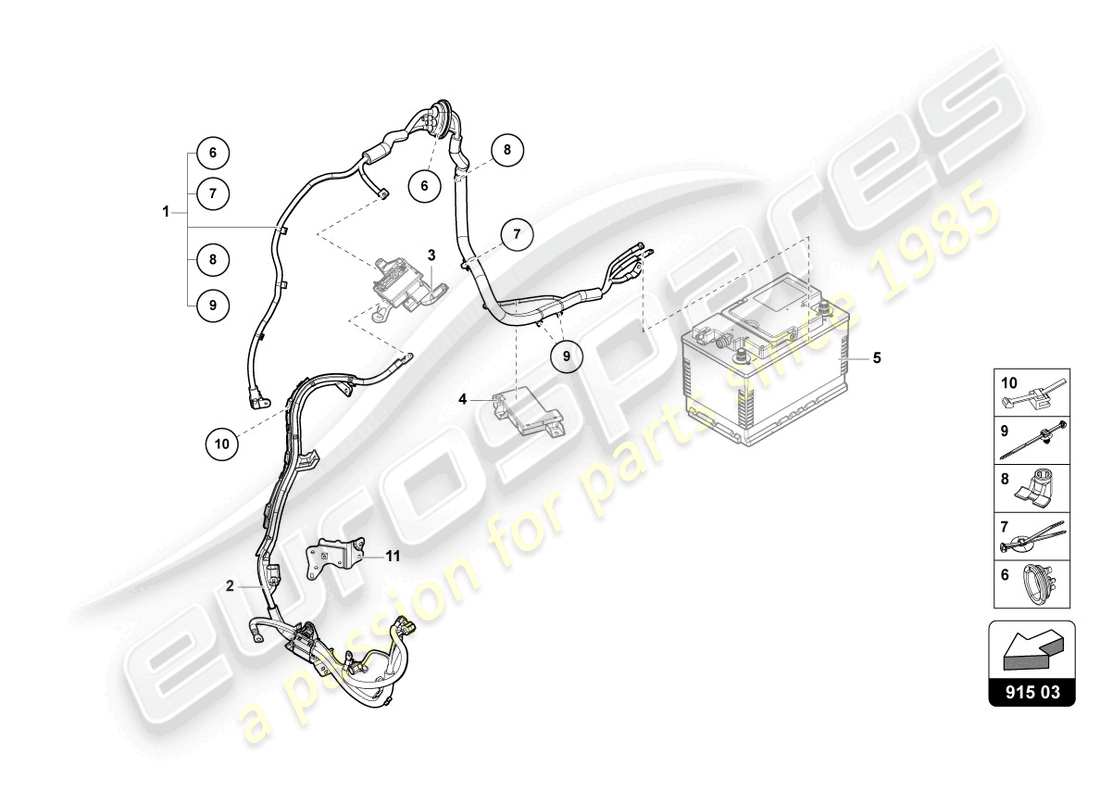 lamborghini urus performante (2023) wiring set for battery +/ part diagram