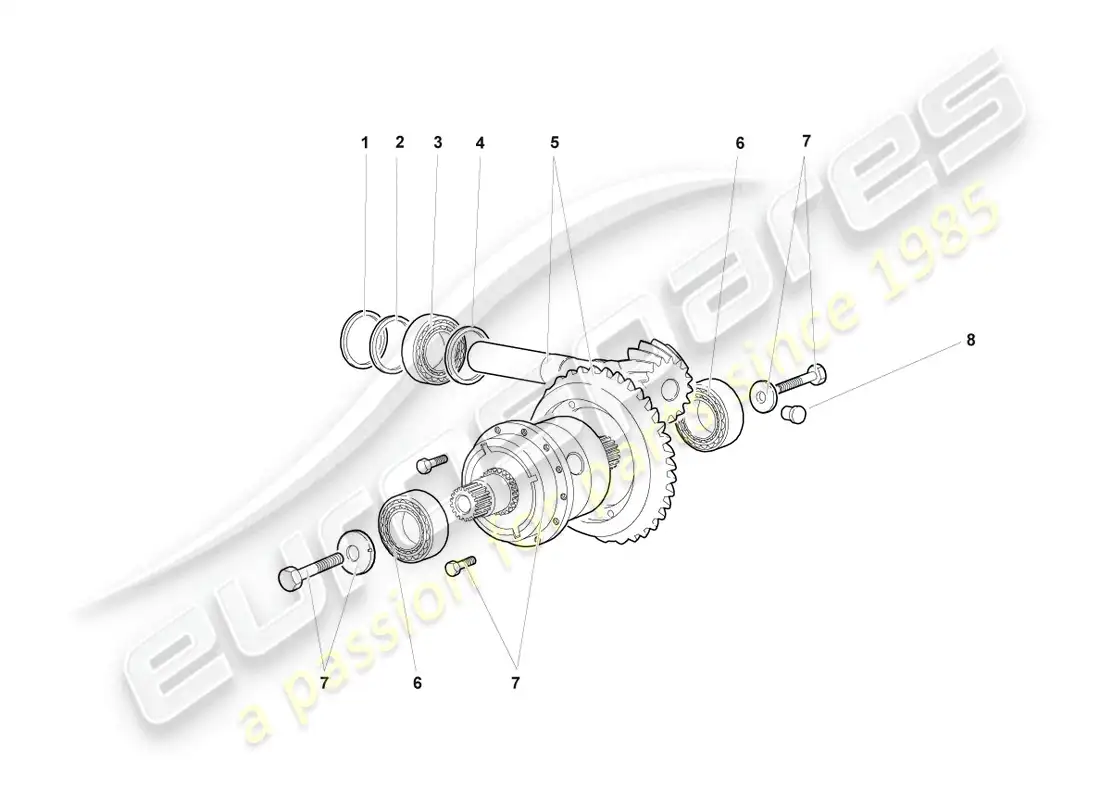 lamborghini murcielago coupe (2003) differential rear parts diagram