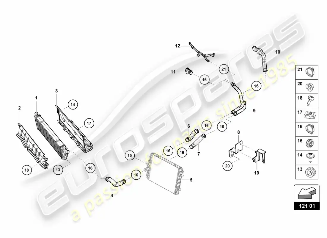 lamborghini lp600-4 zhong coupe (2016) cooler for coolant front center parts diagram