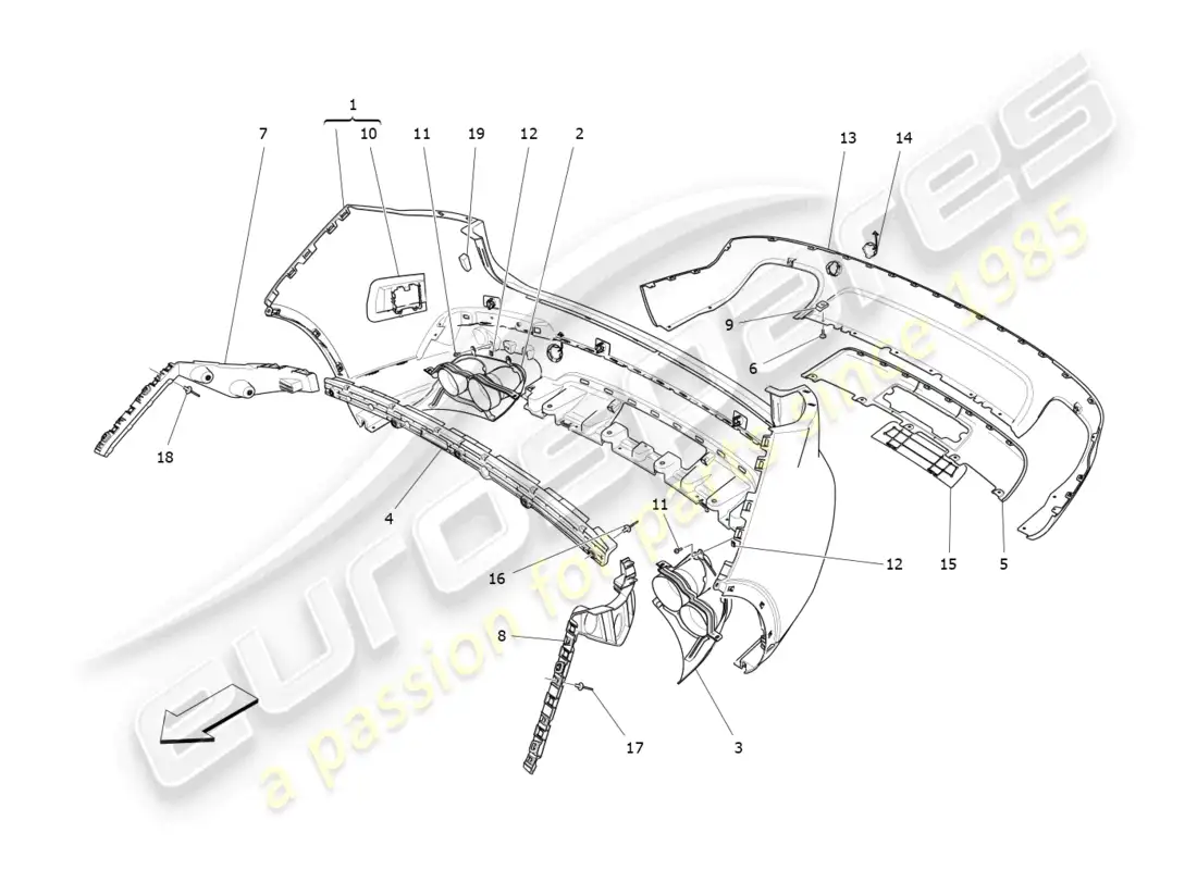 maserati levante gt (2022) rear bumper parts diagram